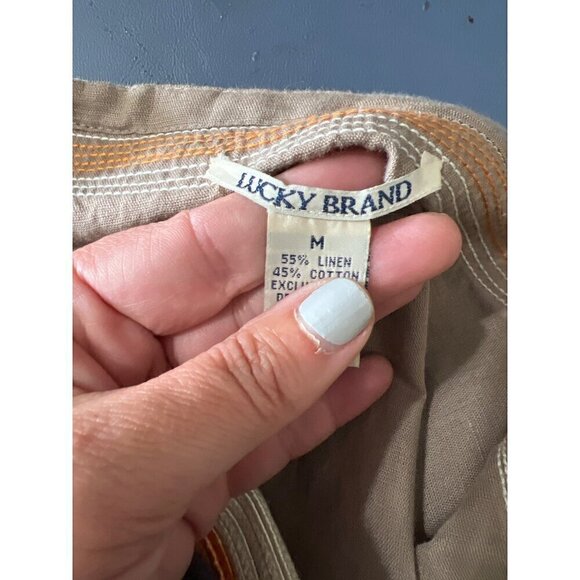 Lucky Brand  Dress M Linen Blend Lagom Beachy Boho Lagenlook - Picture 6 of 11